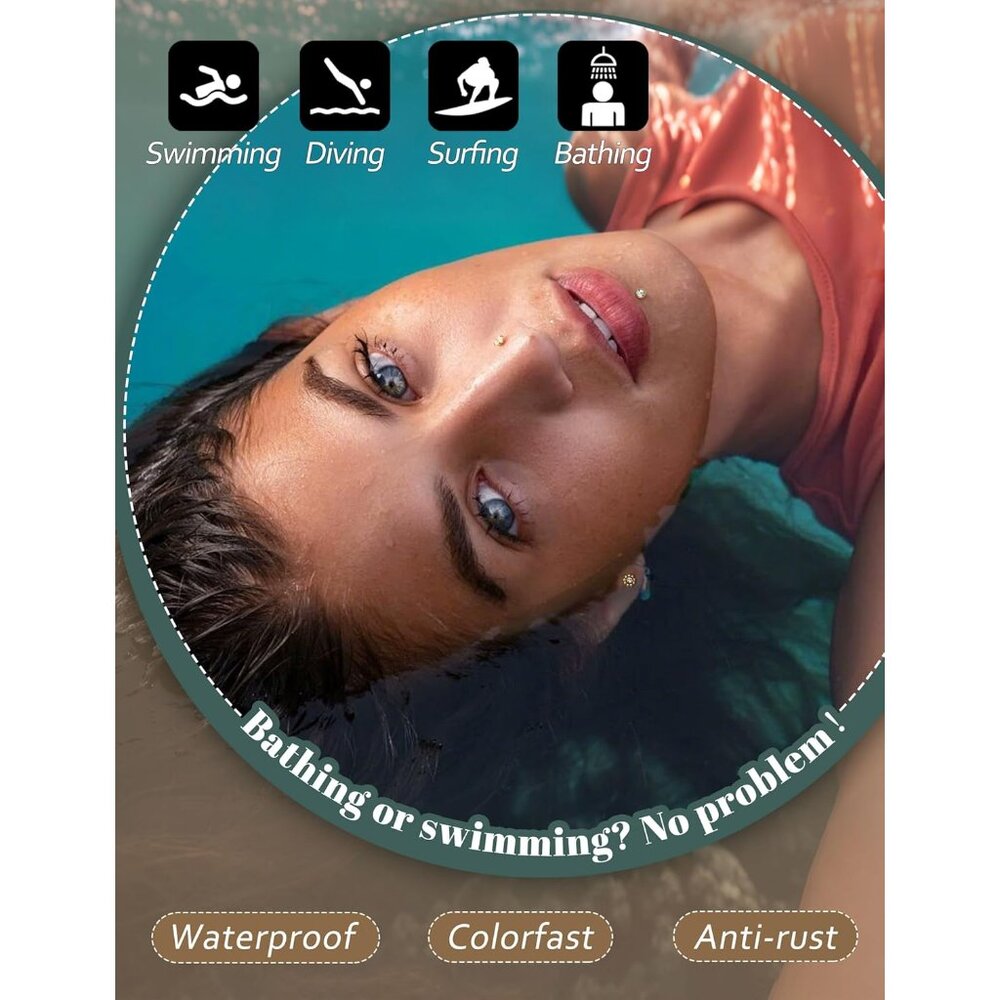 Threadless Flat Back Earrings Hypoallergenic Nose… - image 4